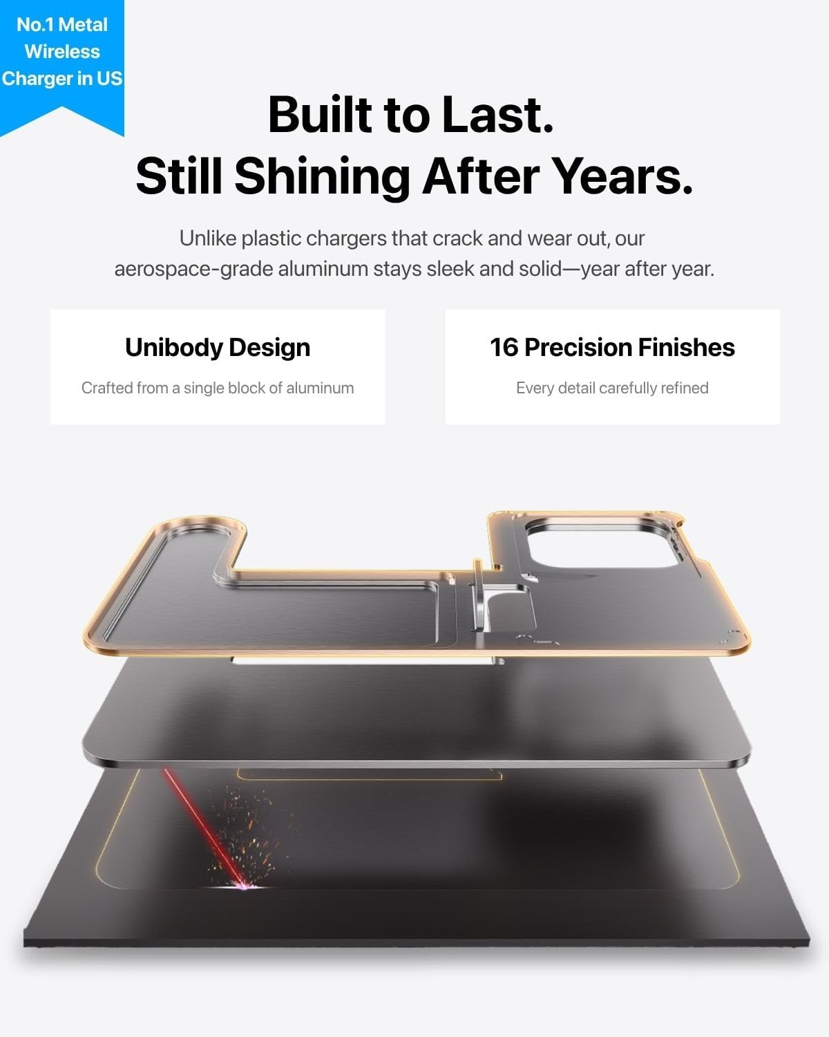 Intoval 3 in 1 Wireless Charger for iPhone 17/16/15/14/13/12,Wireless Charging Station for Apple Devices, Aluminum Charging Stand for iWatch 11 10 9 Ultra 3/2 SE 3/2,for AirPods 4 3 2 Pro 3/2