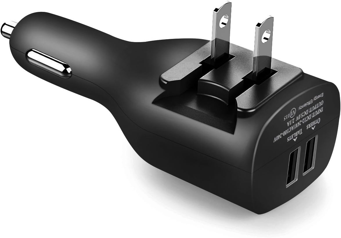 NDLBS Car Charger,Dual USB Wall Charger and Car Charger with Travel Adapter Foldable Plug Home for iPhone X Xs MAX 6 7 8 Plus, iPad mini Air Pro, S10 9 8 7 Plus, LG Google one Plus 6 Phone