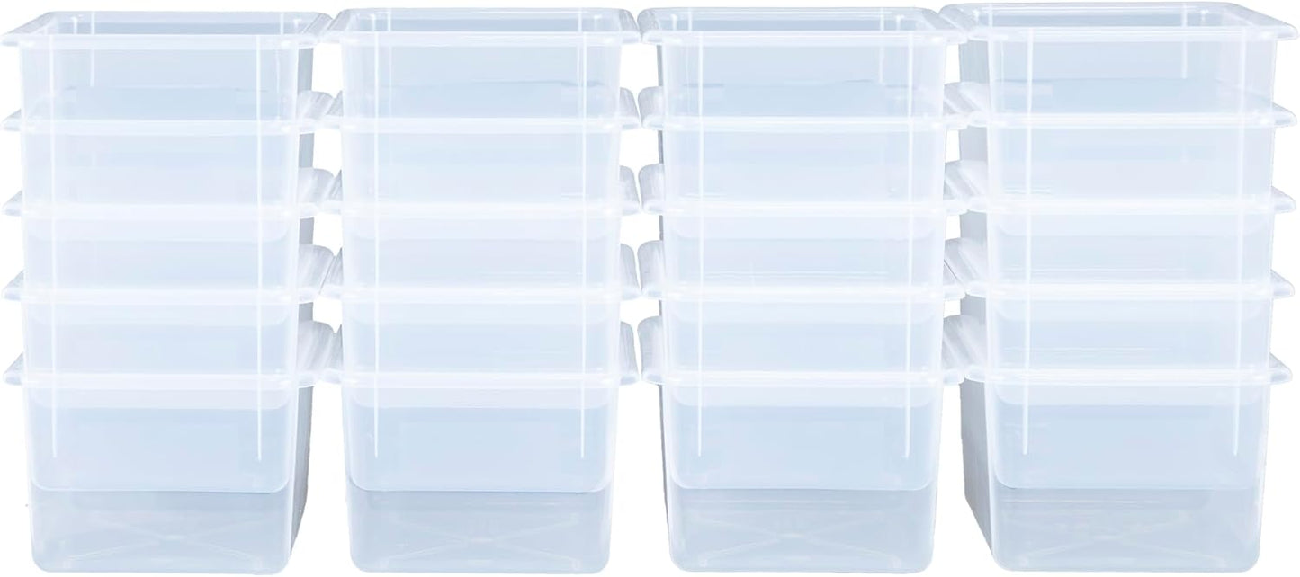 Wood Designs Cubby Storage Bin, Heavy Duty Plastic Containers for Kids Translucent Clear Cubby Tray Set of 20