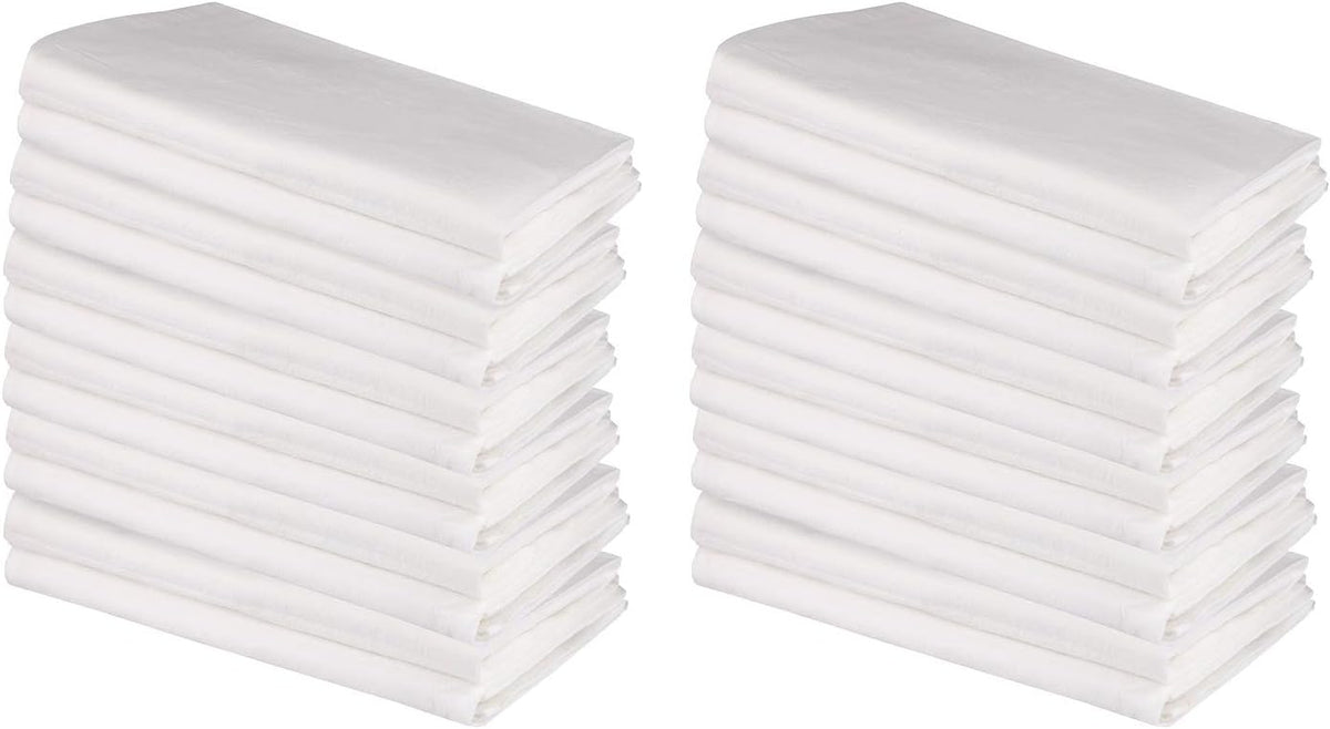 DG Collections 100% Cotton Flour Sack Towels – 24 Pack, 27x27 Inches, White, Lint-Free, Pre-Washed, Hemmed Edges – Reusable Kitchen Towels for Cleaning, Embroidery, Printing & Crafts - White
