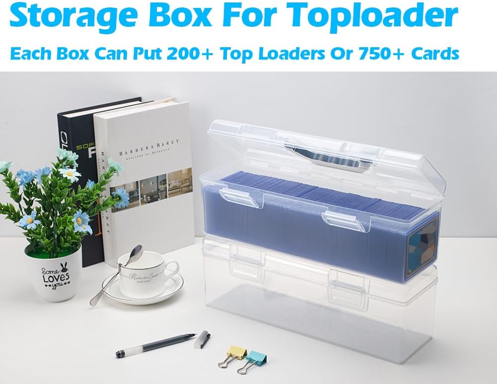 SUNEZLGO Storage Box For Toploader, Trading Card Storage Box Plastic, Playing Card Case, Large For Toploaders 200 Cards 750, Fit For Toploader and Standard Card