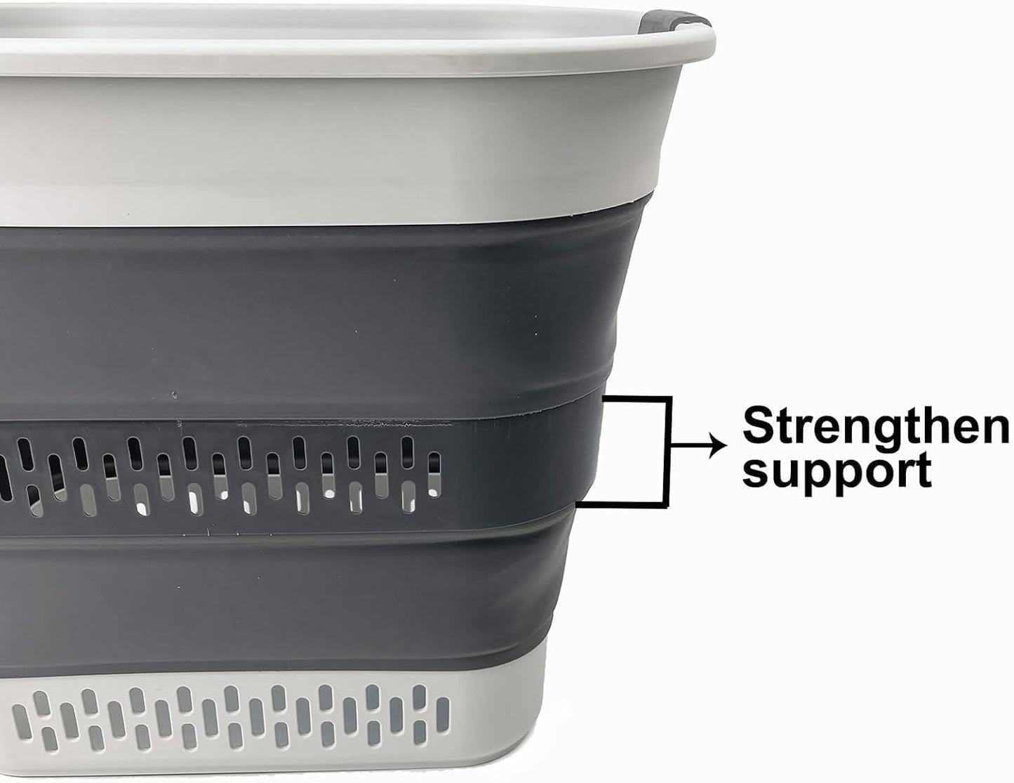 SAMMART 40L (10.5 Gallon) Collapsible Plastic Laundry Basket - Foldable Pop Up Storage Container/Organizer - Portable Laundry Hamper - Space Saving (1, Grey/Steel Grey)