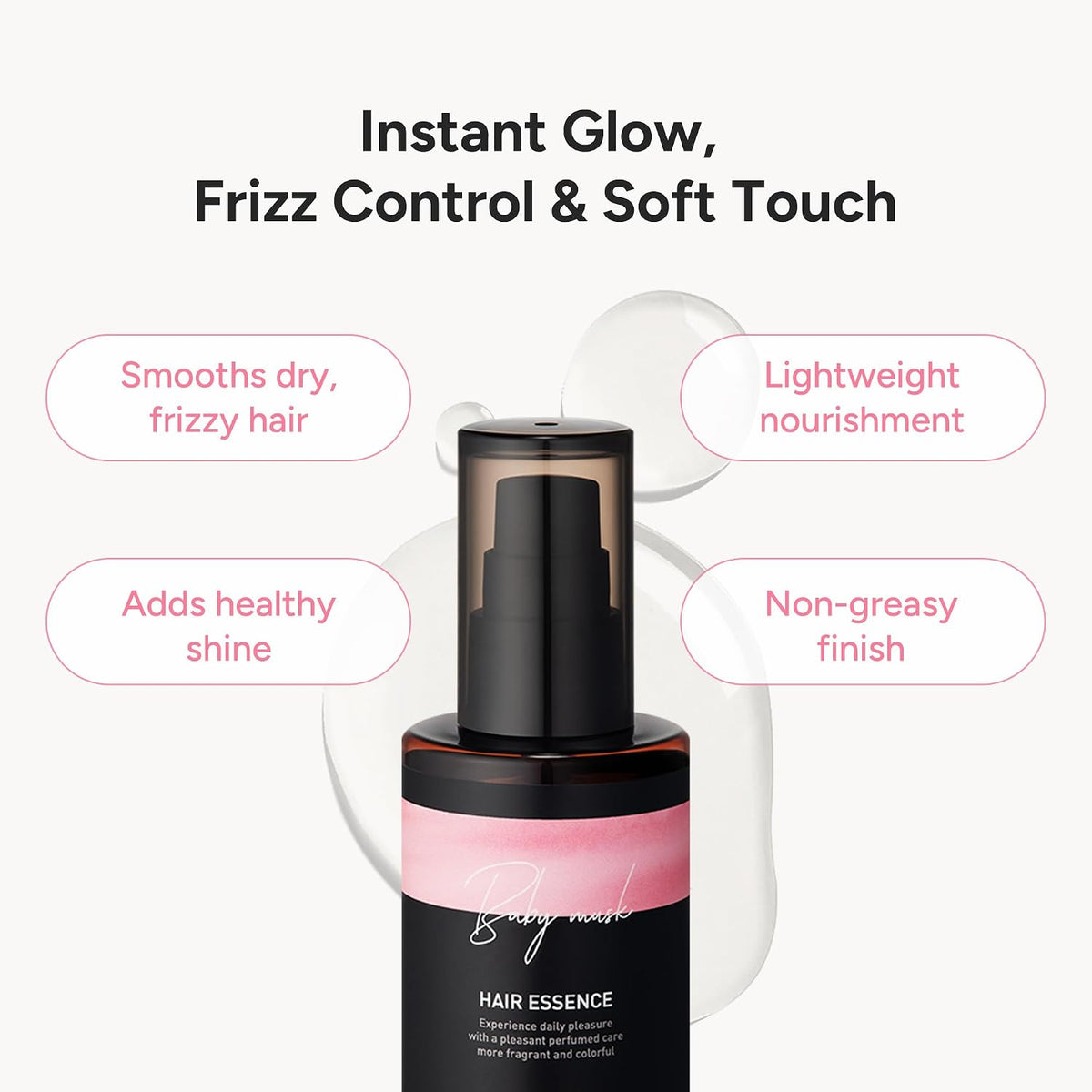 2-in-1 Hair Serum & Perfume Oil - Korean Hair Care, Moroccan Argan Oil & 12 Amino Acids for Dry Damaged Hair, Anti-Frizz Glass Hair Shine, Paraben-Free, Baby Powdery Musk, 3.38 fl oz