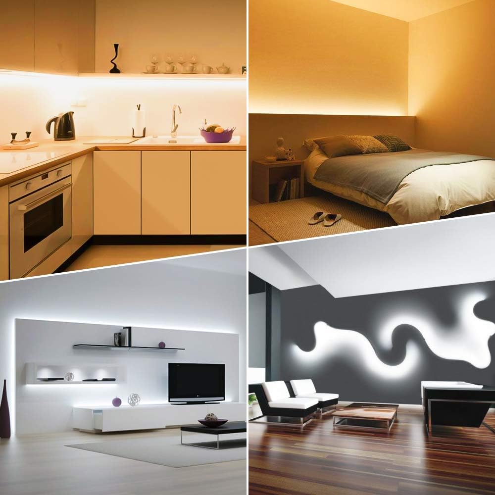 NOVOSTELLA 20ft Tunable White LED Strip Light kit Dimmable 3000K-6500K 24V LED Tape Light with Remote Flexible Rope LED Ribbon for Bedroom Home Lighting Mirror Kitchen Bar Cabinet Daylight Warm White