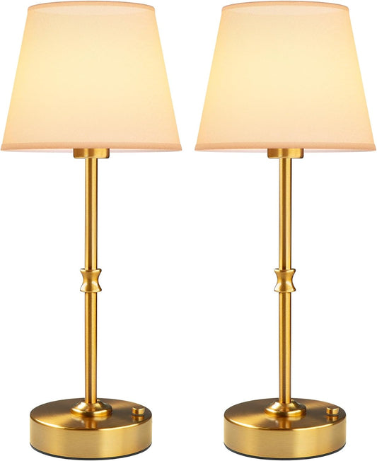 EppieBasic Cordless Table Lamp Rechargeable: Fast Charging & Long Lasting - 2700K Warm Light Vintage Gold Lamps for Women Housewife - Dinning Living Room Bedroom - 2 Pack