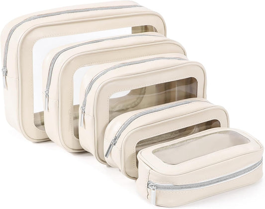 YOPCDJ 5PCS Diaper Bag Organizer Pouch Set, TSA Approved Toiletry Bag，Clear Waterproof TPU Makeup Bag Set Travel Organizer Bags for Women and Kids