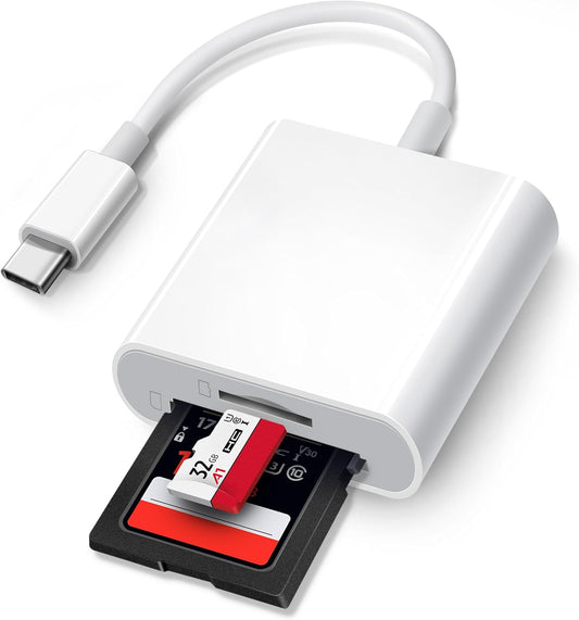 Trail Camera USB C SD Card Reader, ChiaoPio 2 in 1 USB-C to Memory Card Adapter with SD MicroSD Dual-Slot Compatible with iPhone 15 iPad Mac MacBook Pro/Air/Mini Samsung Android Laptop