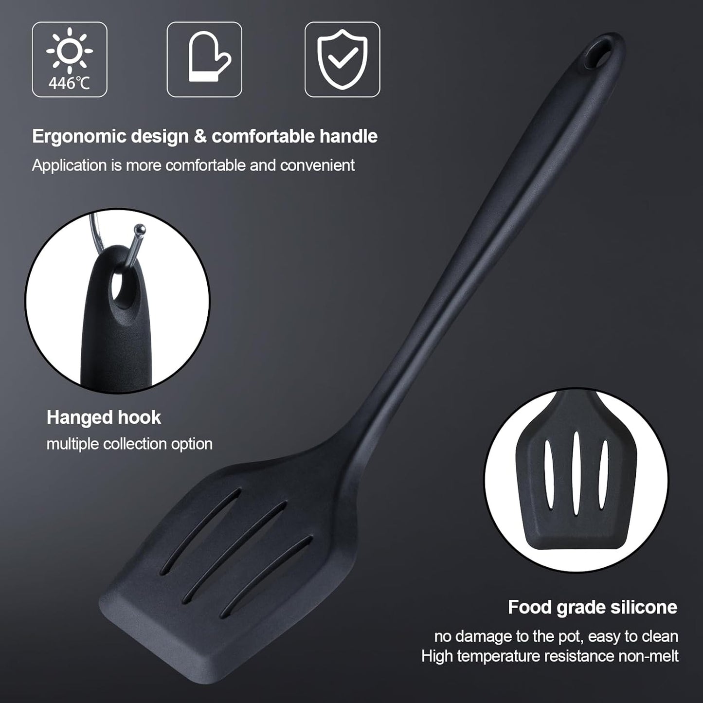 RAXCO Kitchen Utensils Set For Cooking,7 Cooking Utensils,5 Kitchen accessories,6 Knife set,utensilios de cocina,Black