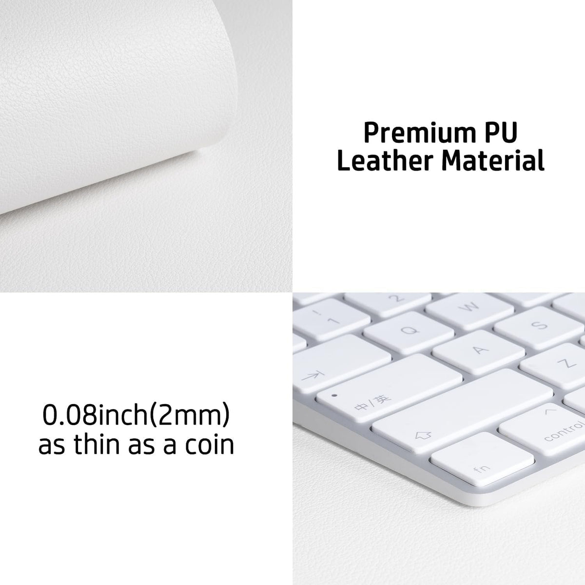 Aothia Leather Desk Pad Protector, Mouse Pad,Office Desk Mat, Non-Slip PU Leather Desk Blotter, Laptop Desk Pad, Waterproof Desk Writing Pad for Office and Home (48"x17", Off-White)