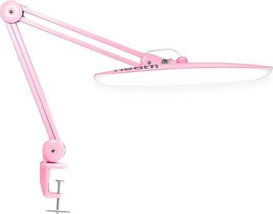 Neatfi XL 2200 Lumens 24W LED Desk Lamp – Shadow-Free Task Lighting | 4-Level Dimming | Home Office & Crafts Use | 20-Inch Wide Head (Pink, Non-CCT with Clamp)