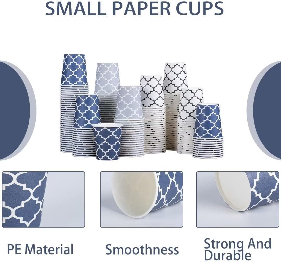 Clawsoff [300 Pack] 3 oz Paper Cups, Small Mouthwash Cups 3 OZ, Mini Disposable Bathroom Cups, Paper Cups 3 Ounce for Bathroom, Supermarket, Birthday Party, Travel, Events, Picnic, BBQ