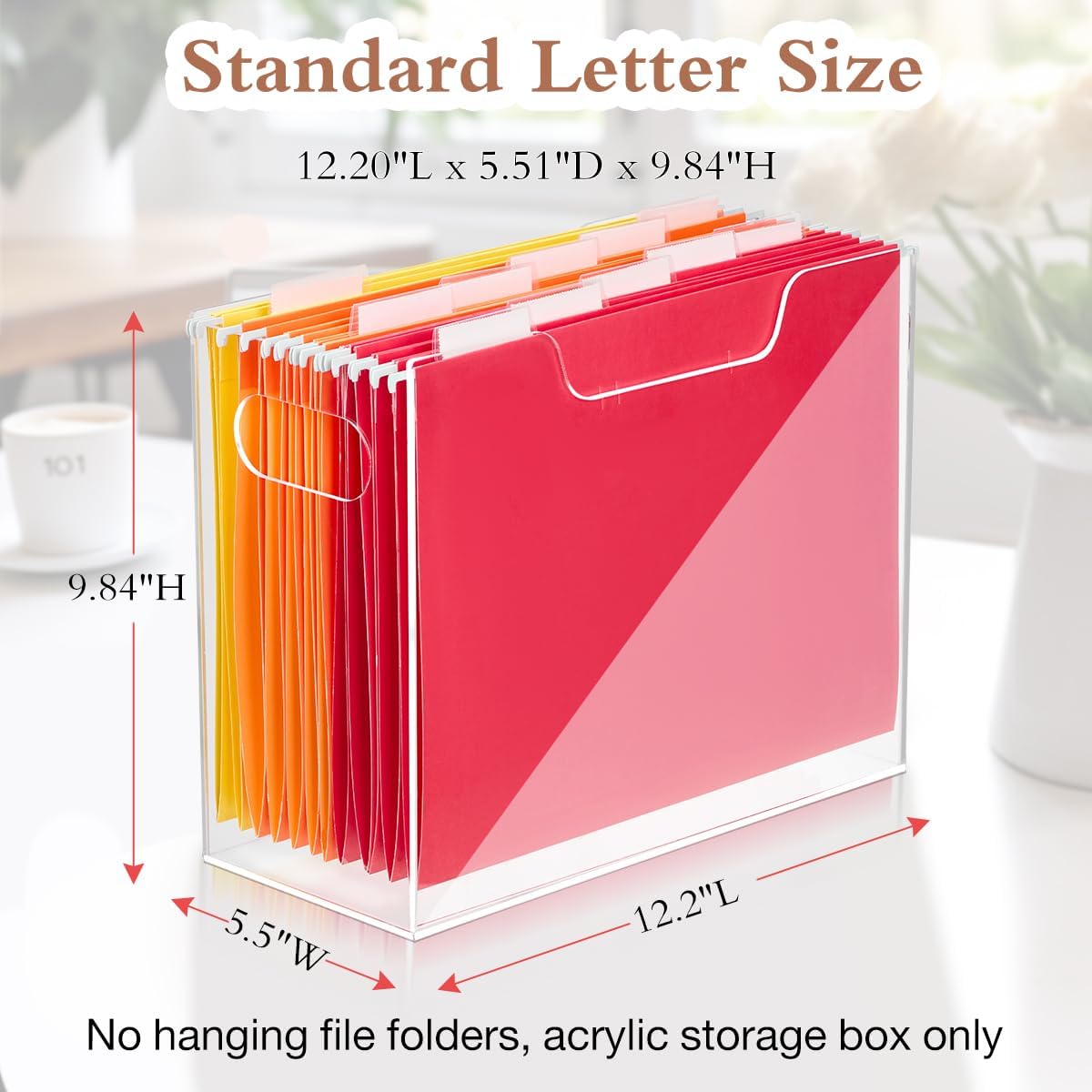Jumyee Clear Acrylic File Folder Organizer with Handle