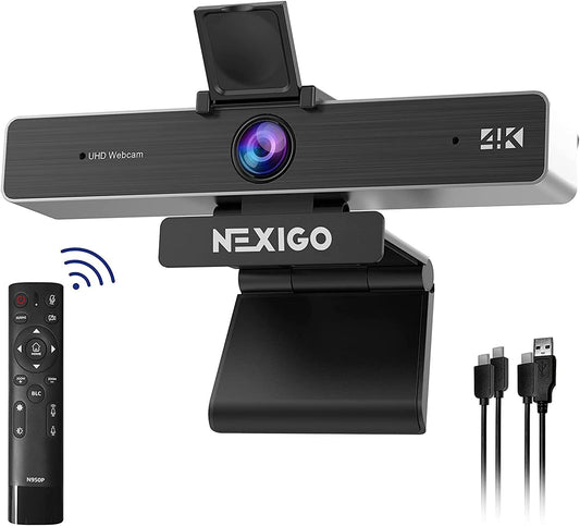 Zoom Certified, NexiGo N950P 4K Zoomable Webcam with Remote Control, Sony_Starvis Sensor, 5X Digital Zoom, Pro Web Camera with Dual Stereo Mics, for Zoom Skype Teams Twitch