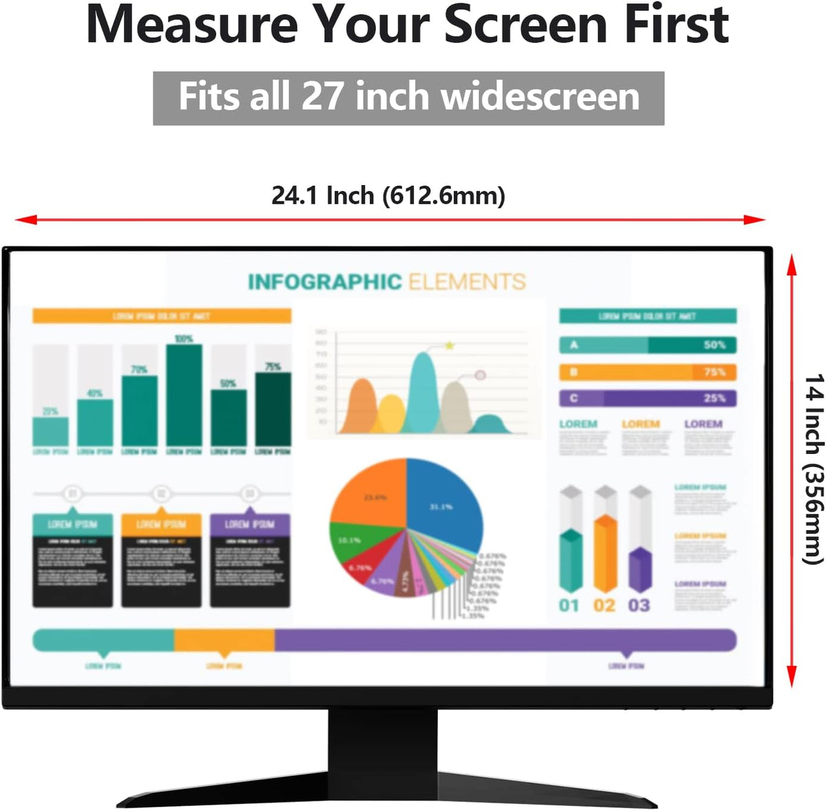 【2-Pack】27 Inch Hanging Computer Privacy Screen | Anti-Spy | Blue Light