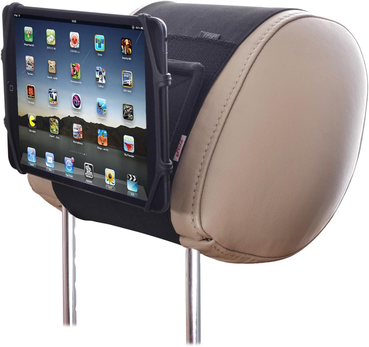 TFY Car Mount Universal Car Headrest Mount Holder with Silicon Holding Net Compatible with Both 4.5-6 Inch Phones and 7-10.5 Inch Tablets