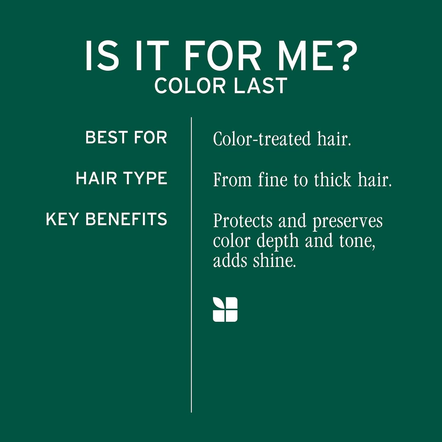 Biolage Color Last Shampoo - For Color-Treated Hair, Nourishes, Strengthens, Hydrates and Adds Shine, Soybean Oil & Stearic Acid, Paraben & Mineral Oil-Free, Vegan