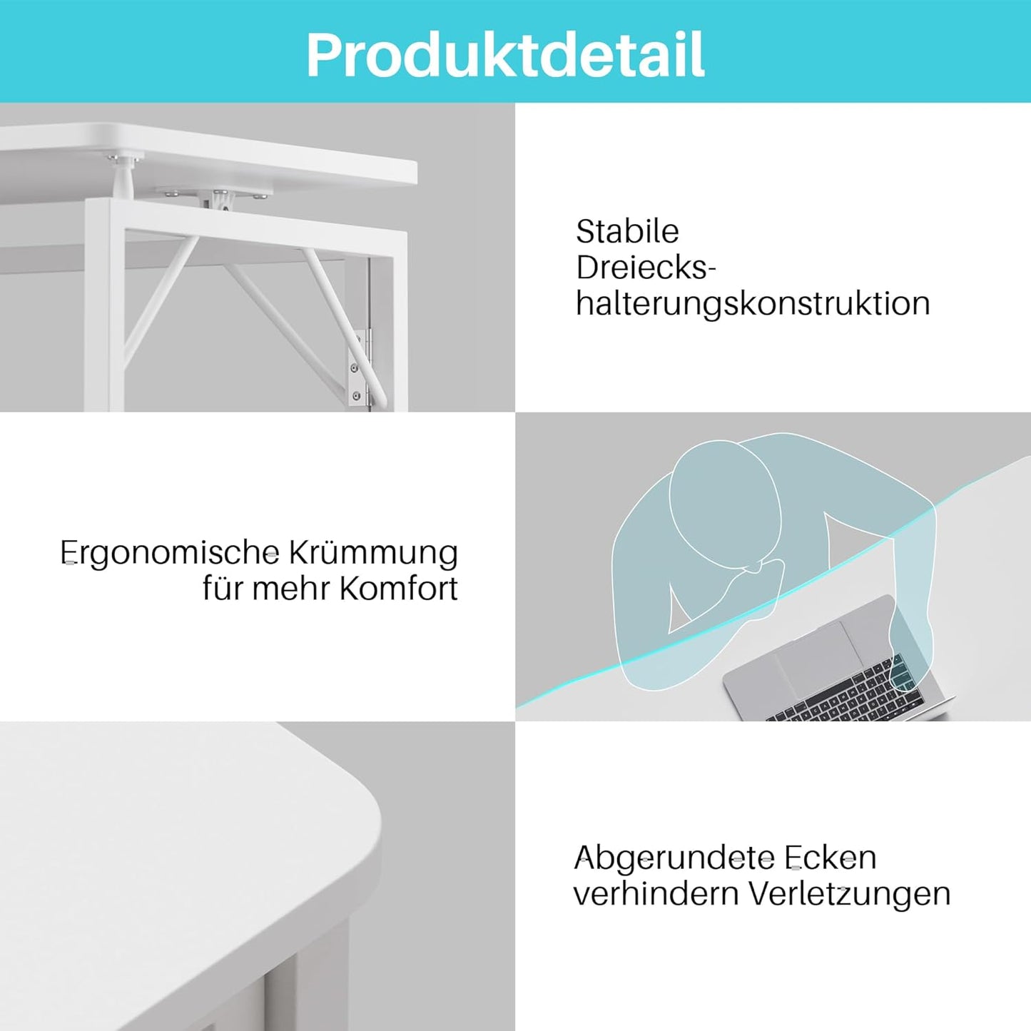 JOYMOOP White Folding Desk - 31.5", No Assembly Small Foldable Desk for Home, Office, Wooden Top Folding Computer Desk for Working, Writing, Studying