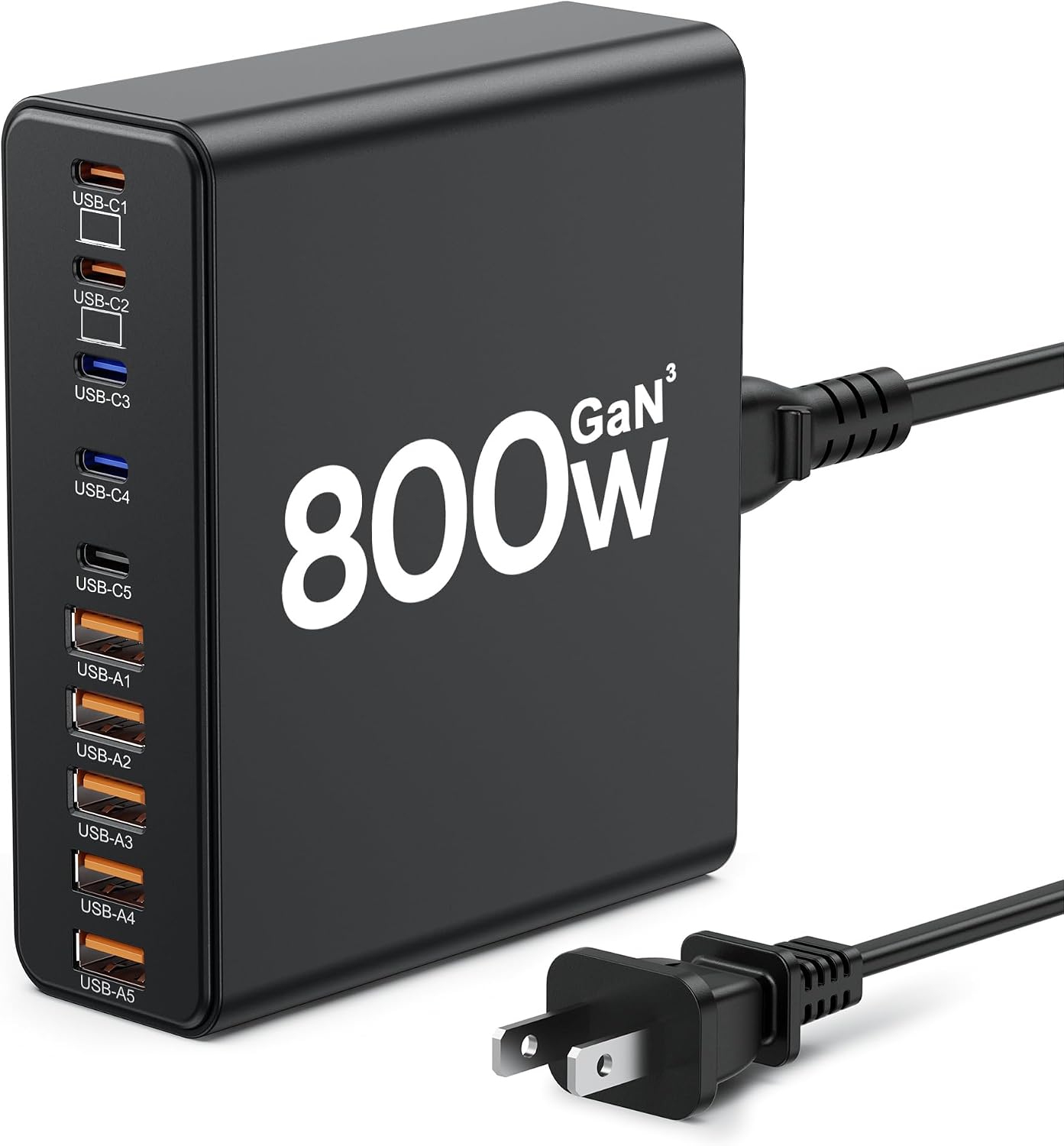 800W USB C Charger Block,10-Port GaN Charging Station | Aexhend Fast Charging Type C & USB A Wall Charger Adapter for MacBook Pro/Air,iPhone,iPad,Dell XPS, Galaxy (Bright Black)
