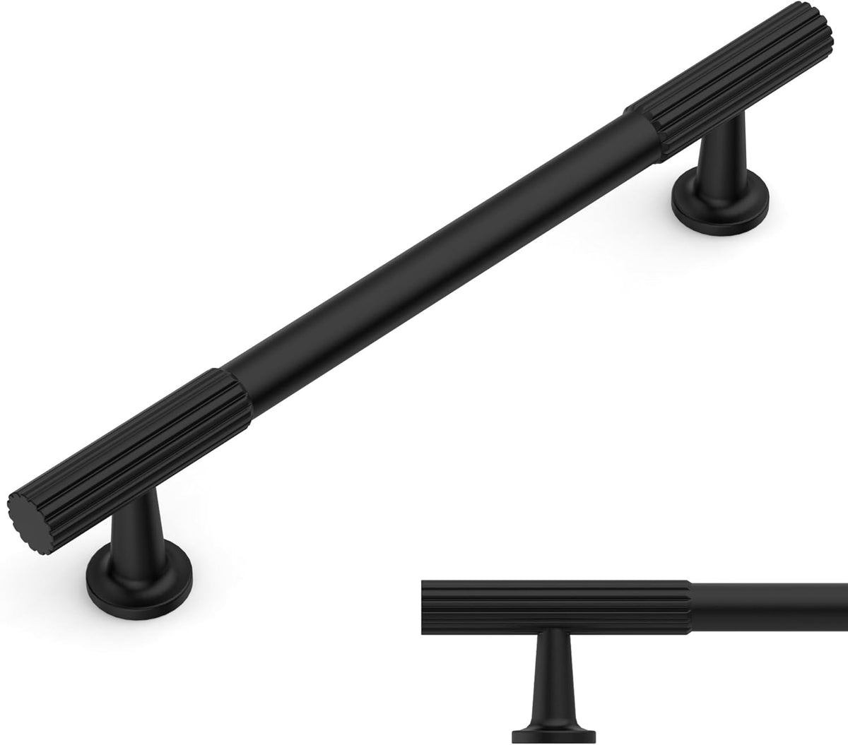 Amerdeco 10 Pack Matte Black Cabinet Pulls 5"