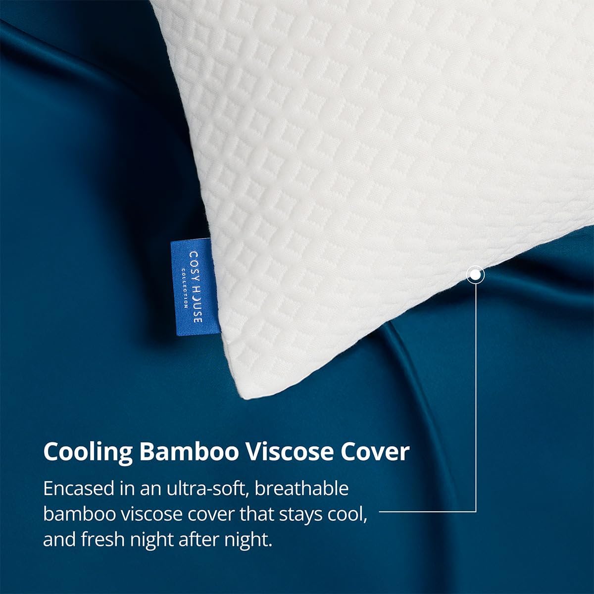 Cosy House Collection Luxury Rayon Derived from Bamboo Shredded Memory Foam Pillow - Adjustable & Removable Fill - Cool & Breathable Cover with Zipper for Side, Back, & Stomach Sleepers (Queen)