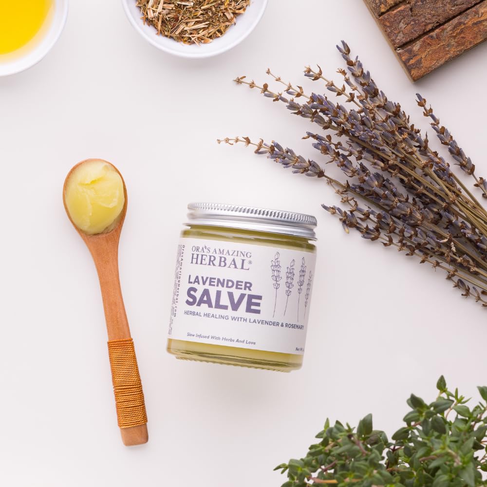 Ora's Herbal Lavender Salve, Lavender Oil Calming Massage Balm for Skin 4oz
