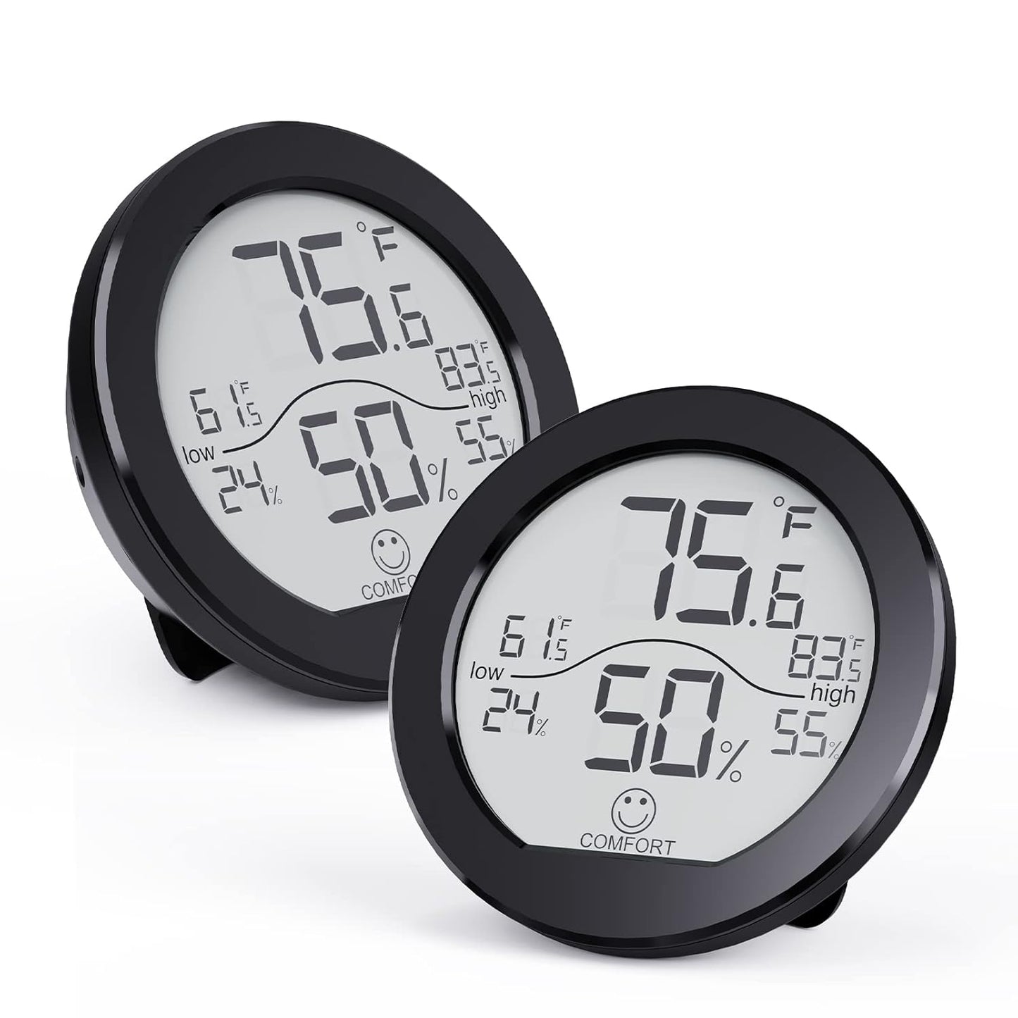 Digital Hygrometer 3 Pack Room Thermometer and Humidity Gauge LCD Hygrometer with Max and Min Records (White)