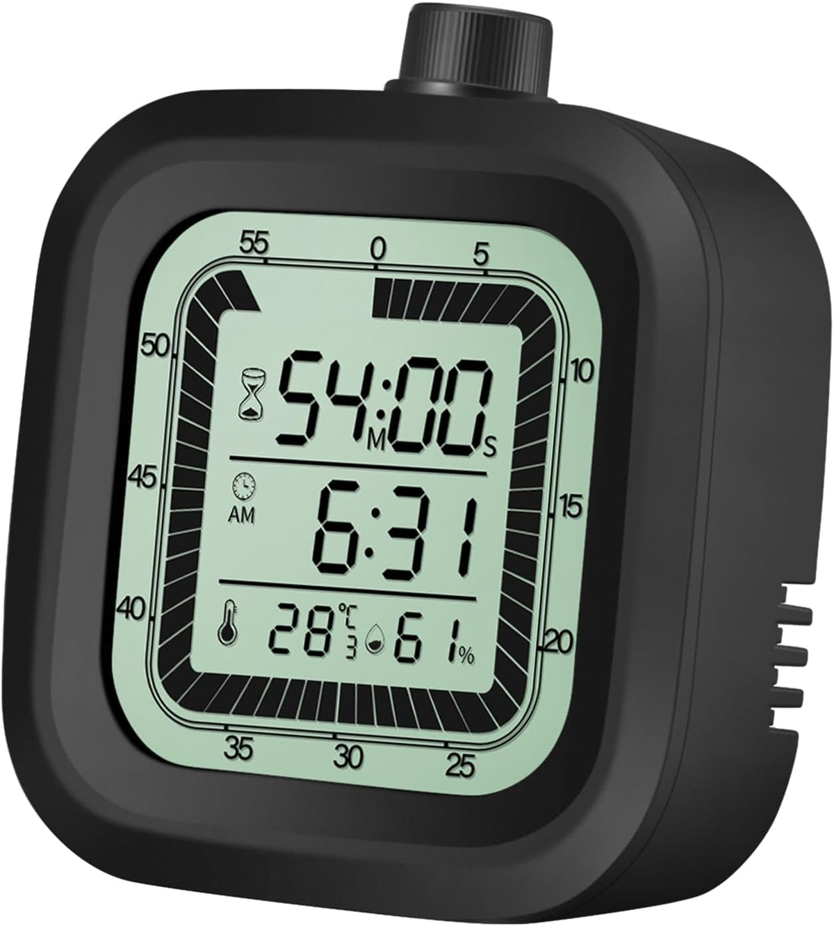 Visual timer for kids with alarm clock countdown count-up 1-60 minutes kitchen timer student bathroom shower clock training timer with digital thermometer hygrometer black
