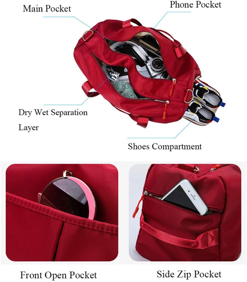 Sports Gym Bag for Women or Men Travel Duffel Bag with Wet Pocket and Shoes Compartment for Training Swim Yoga(Blue)