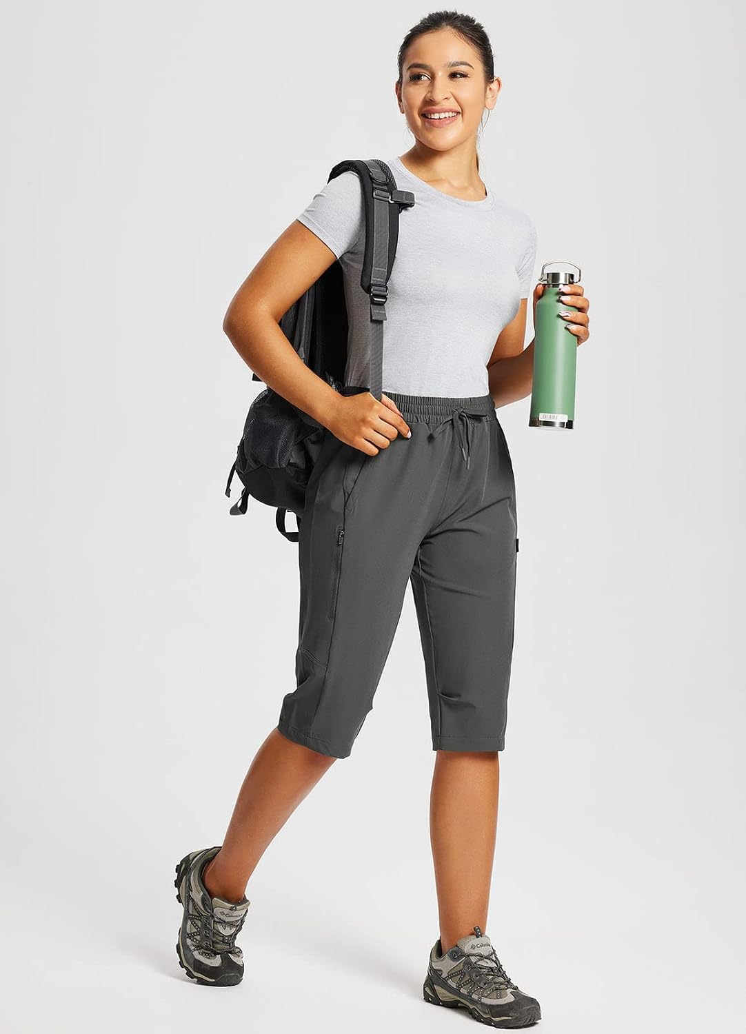 baleaf 15"/17" Hiking Shorts for Women Bermuda Long Shorts with Zipper Pockets Quick Dry, Lightweight for Travel Outdoor