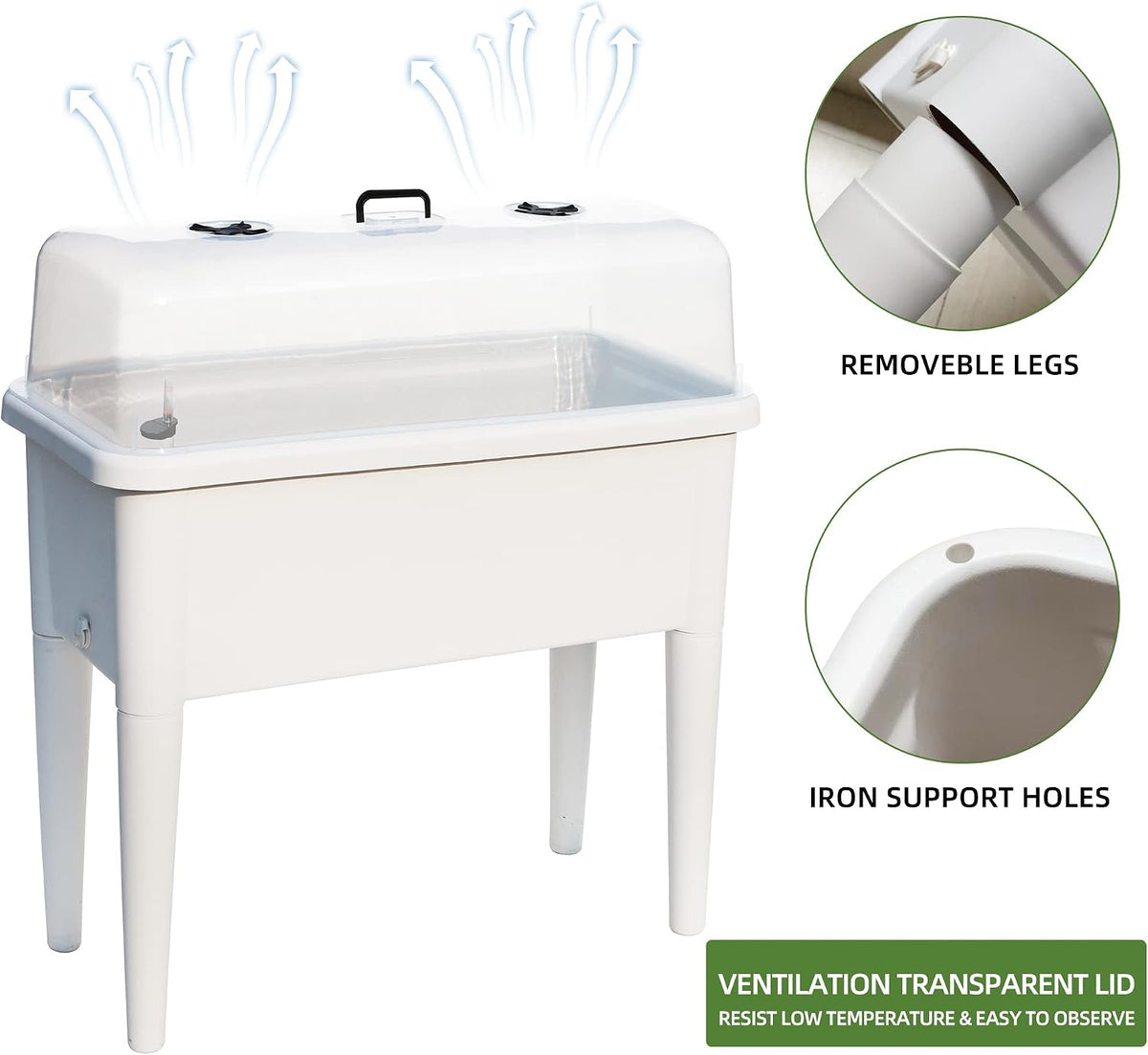 Dexceder 13.2 Gallon Self Watering Raised Garden Bed (White)