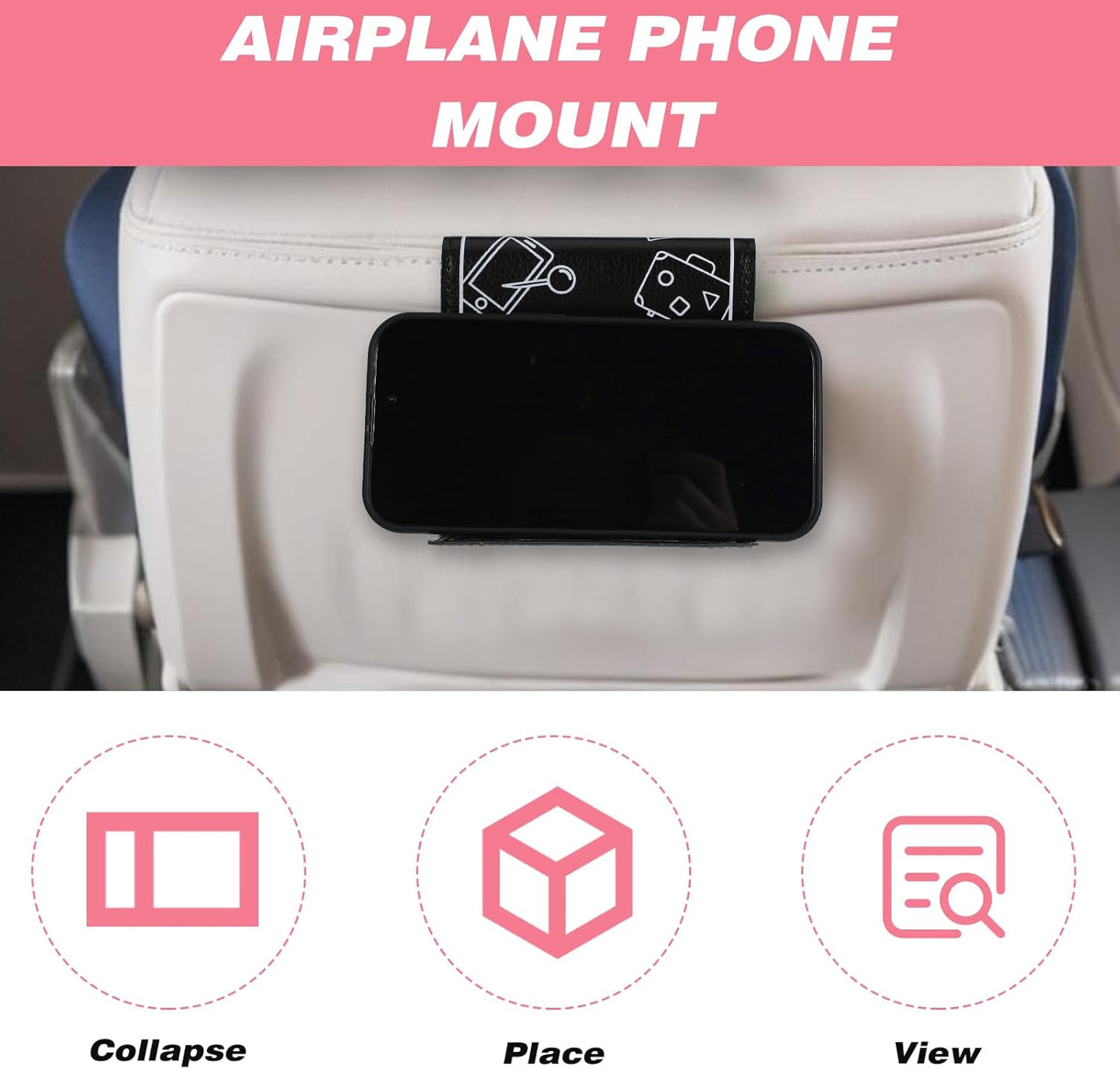 2Pcs Airplane Phone Holder, Flexible Phone Holder Travel Essentials for martphone, Tablet Travel PhoneHolder