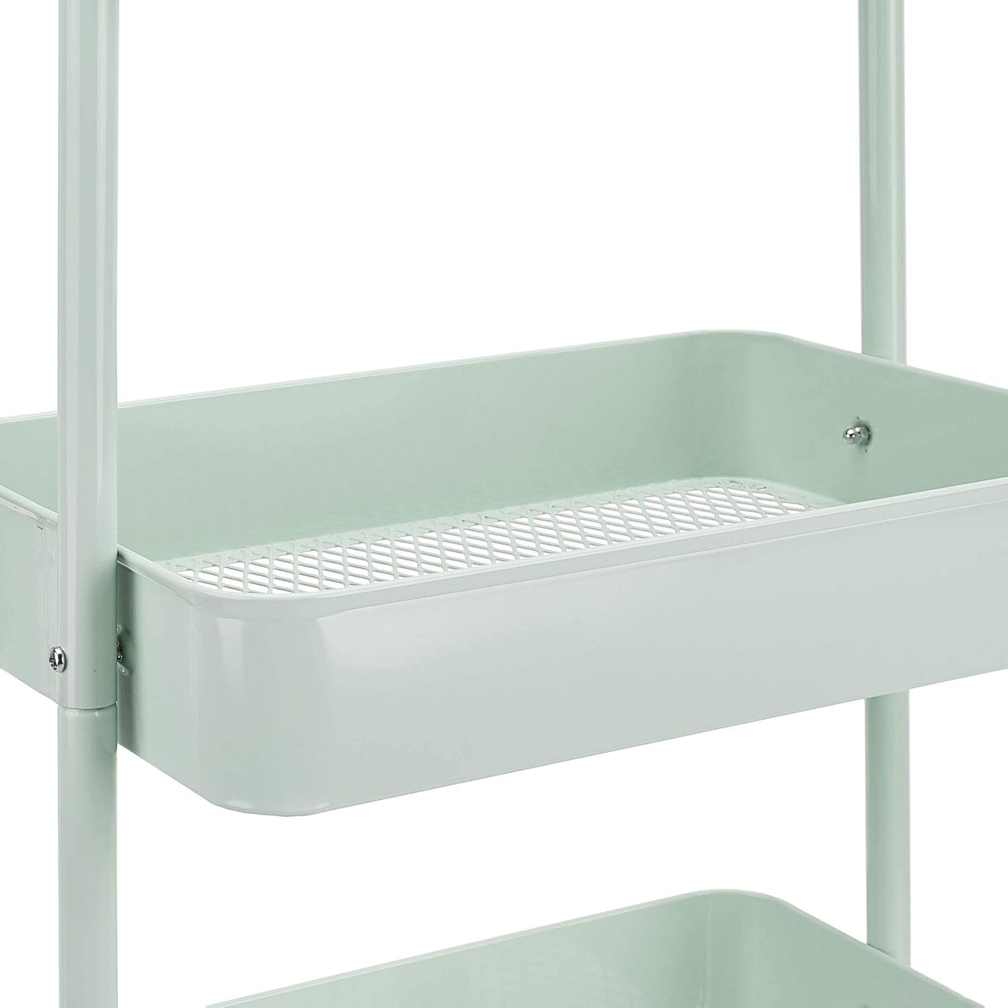 Amazon Basics 3-Tier Metal Rolling Utility Cart, Storage Organizer, Multi-Functional Kitchen Island Cart, Portable Shelving Unit with Caster Wheels, Mint Green