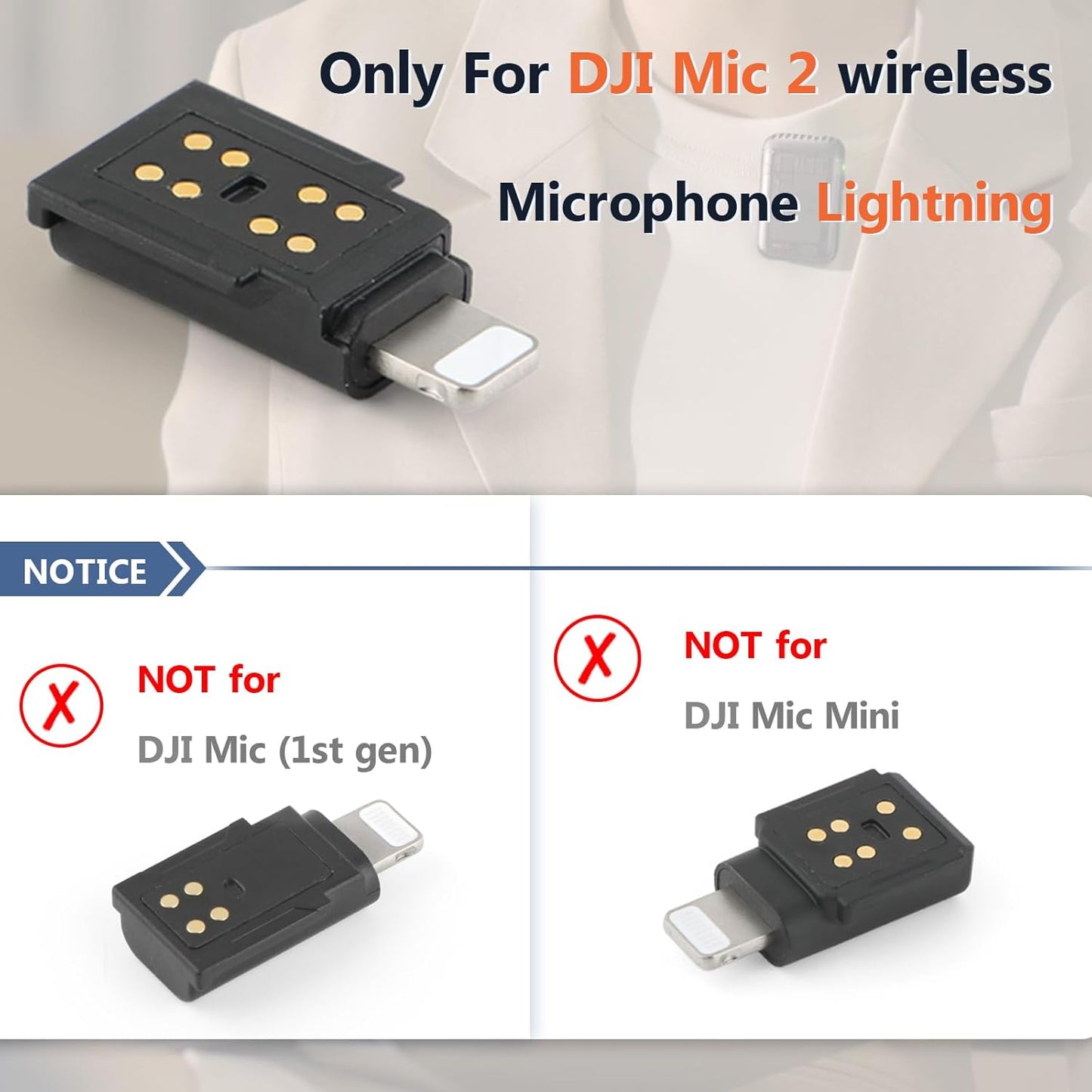 for DJI MIC 2 Lightning Adapter Phone Wireless Microphone Receiver for DJI Mic 2 Adapter Phone PC Tablet Accessories (NOT Applicable to MINI