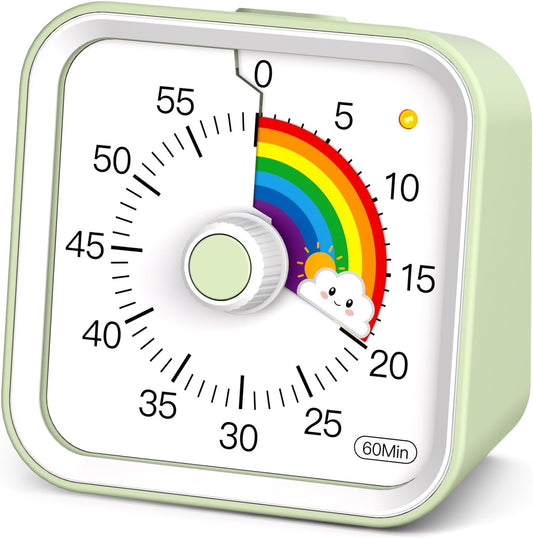 Visual Timer for Kids, Rainbow Timer with Pause Function, Green
