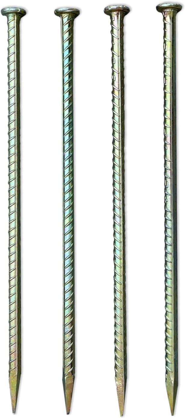 Sandbaggy 16" Galvanized Steel Rebar Stakes with Nail Head - Garden Stakes (#4 Rebar - 1/2" Diameter) - l-Shape - Ground Stake, Pins, Landscaping Spikes, Construction (150, Count)