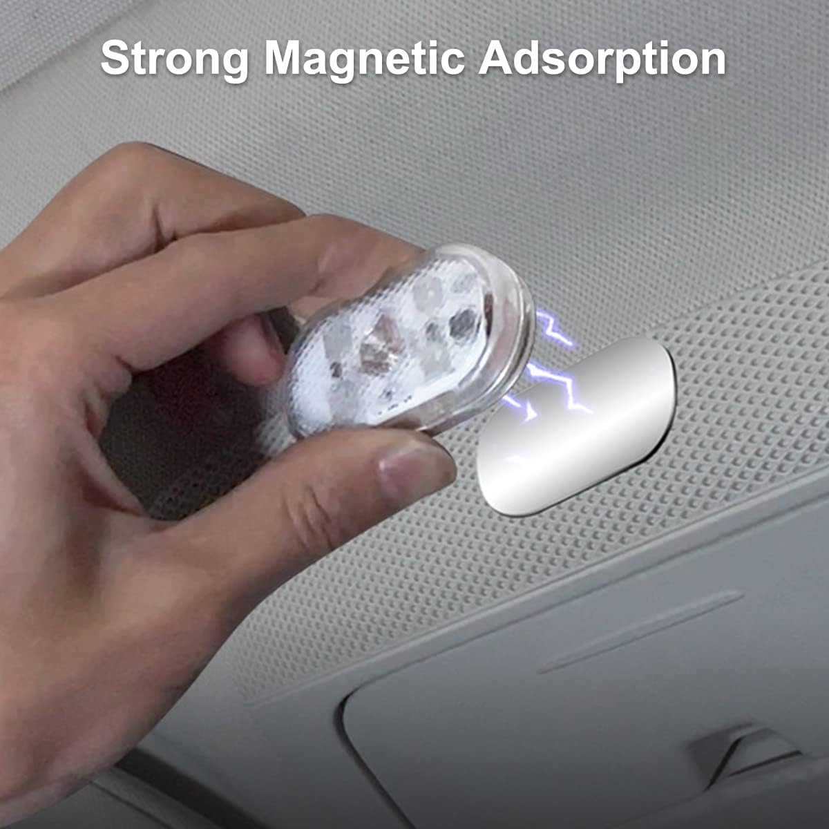 4Pcs Car LED Lights Interior Wireless, 7 Colors Interior Car Lights with 6 Bright LED Lamp Beads, Portable USB Rechargeable Car Interior Led Night Light for Car Decor