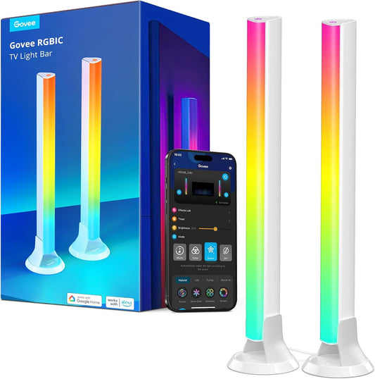 Govee RGBIC Light Bars, 15 Inches WiFi TV Lights for 45-70 inch TVs, White