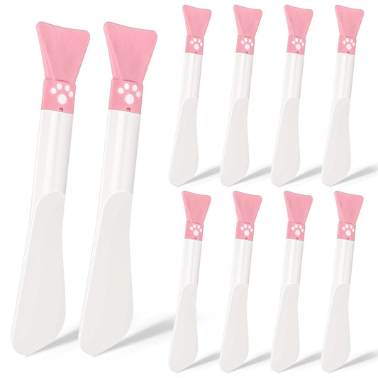 10 Pcs Silicone Face Mask Brush, Double-end Mask Applicator and Plastic Cosmetic Spatula, Reusable Makeup Spatula Skin Care Tools for Applying Facial Products