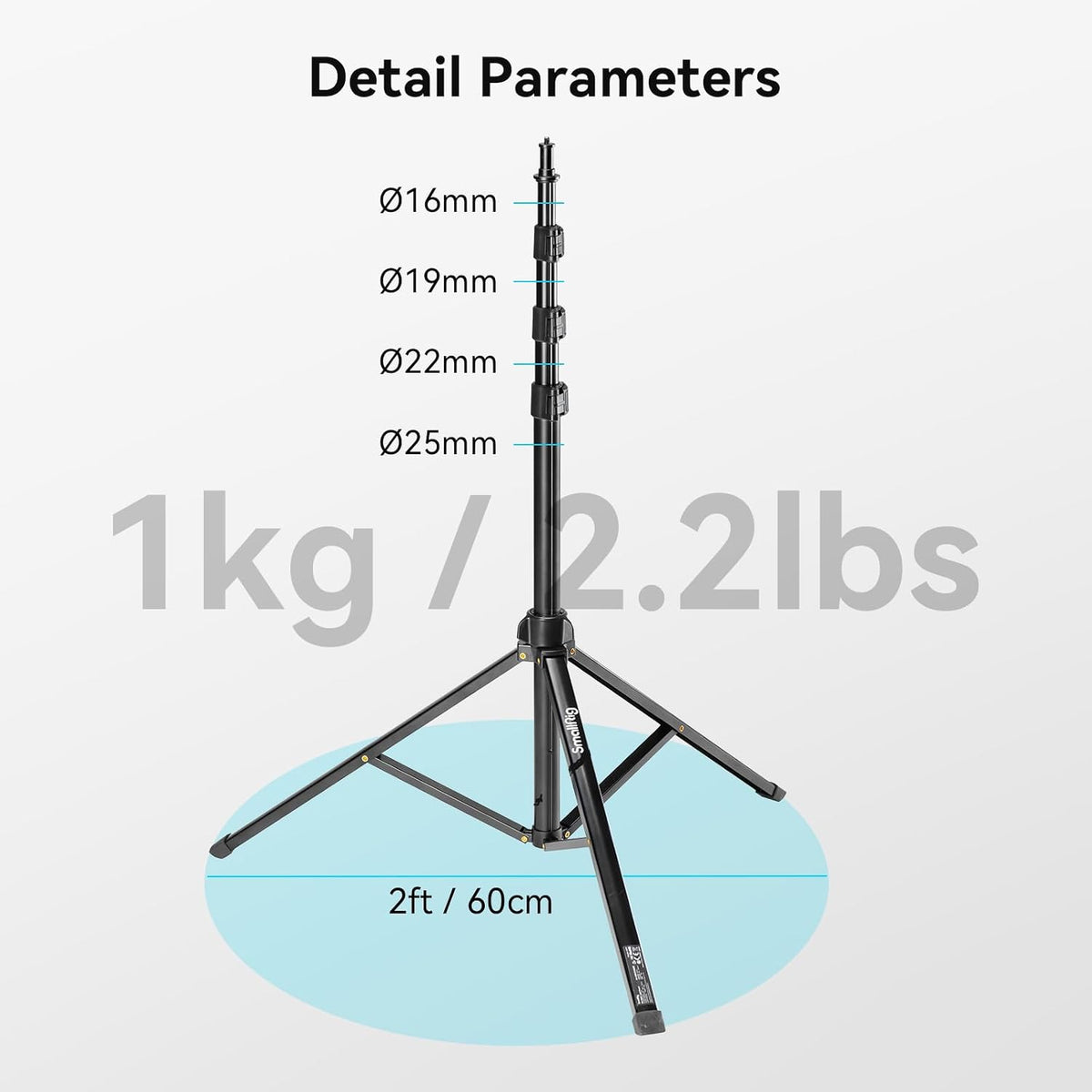 SMALLRIG RA-S200 Photography Light Stand, 6.6ft Aluminum Lighting Tripod