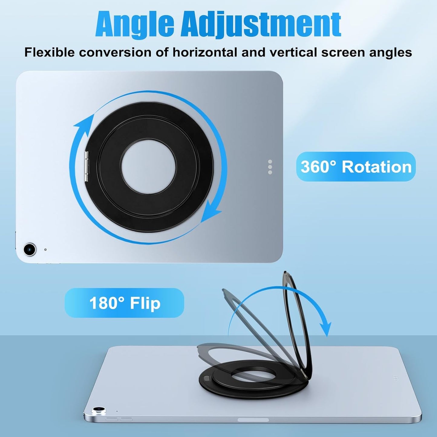 Universal Tablet Mount Holder Stand for iPad - 360° Rotating Tablet Ring Holder Handle Bracket Mount Handle Grip for iPad, Pro, Air, Mini, Samsung Tab, Fire, Kindle, E-Book Compatible to MagSafe Stand