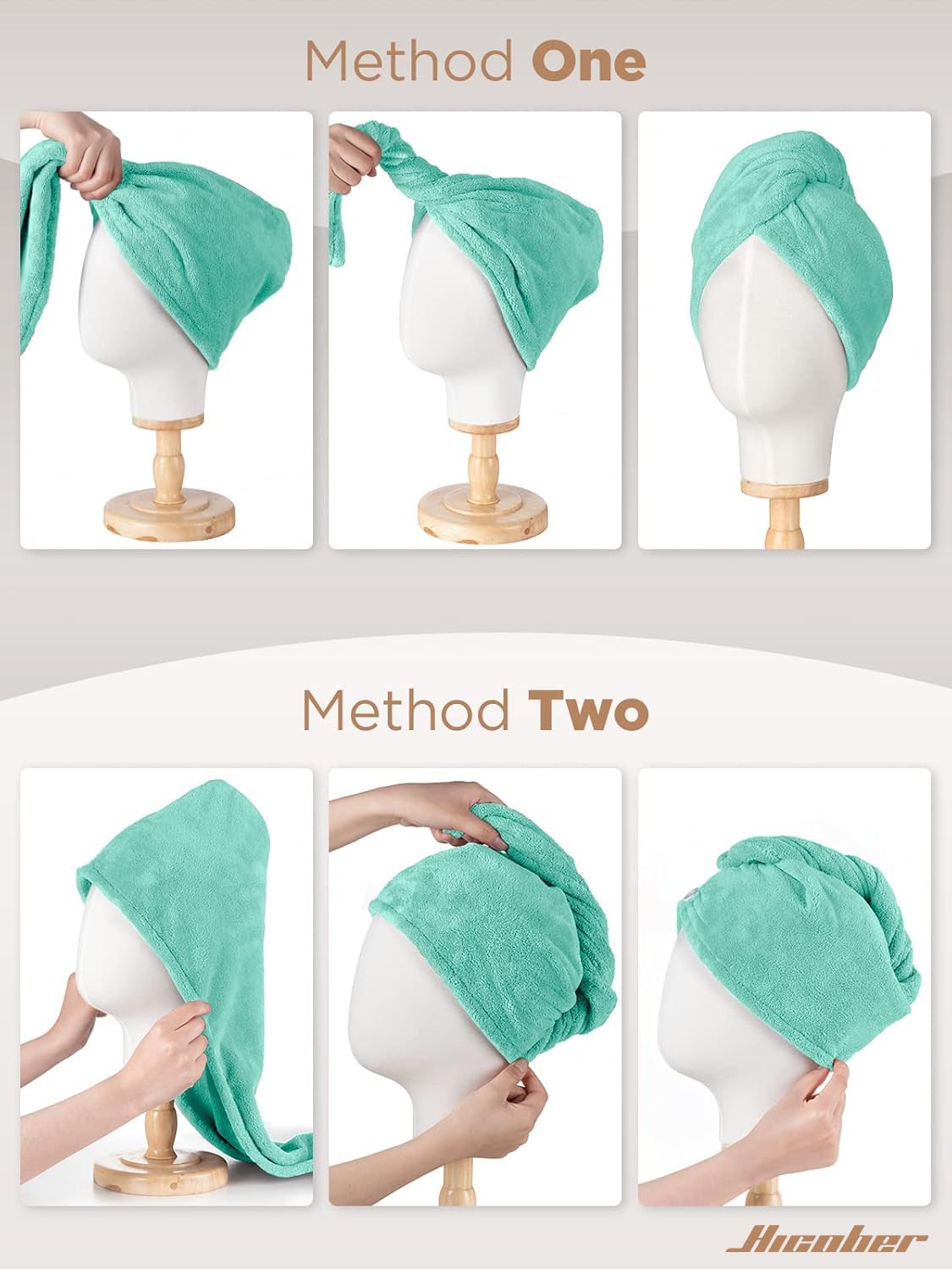 Hicober Microfiber Hair Towel, 3 Packs Hair Turbans for Wet Hair, Drying Hair Wrap Towels for Curly Hair Women Anti Frizz (Pink,Purple,Green)