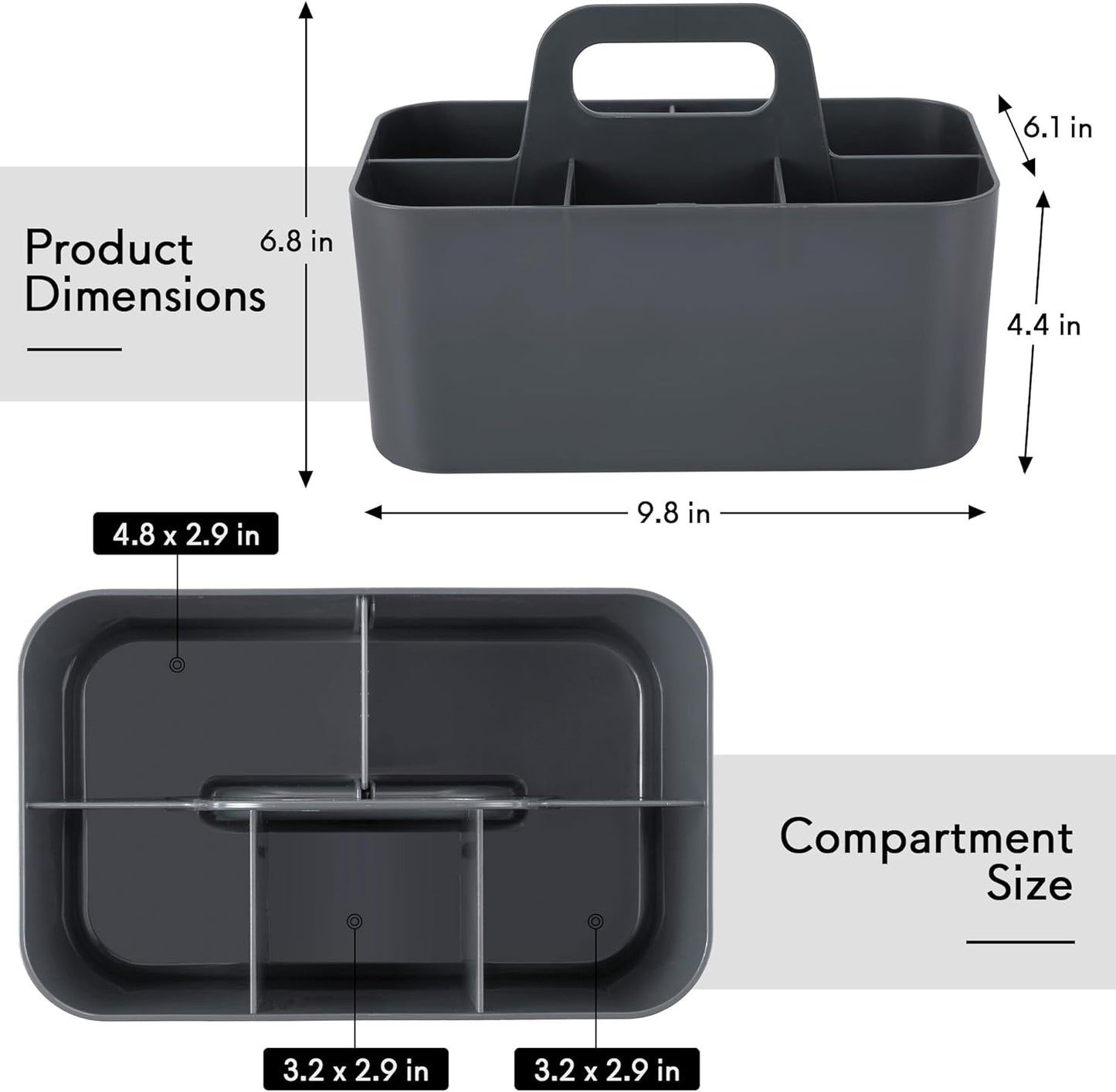 Tiawudi Multipurpose Caddy Organizer, Plastic Caddy with Handle, Stackable Desk Organizer for Stationery, Marker and Pencil, Office Supplies Organizer, Dorm Caddy