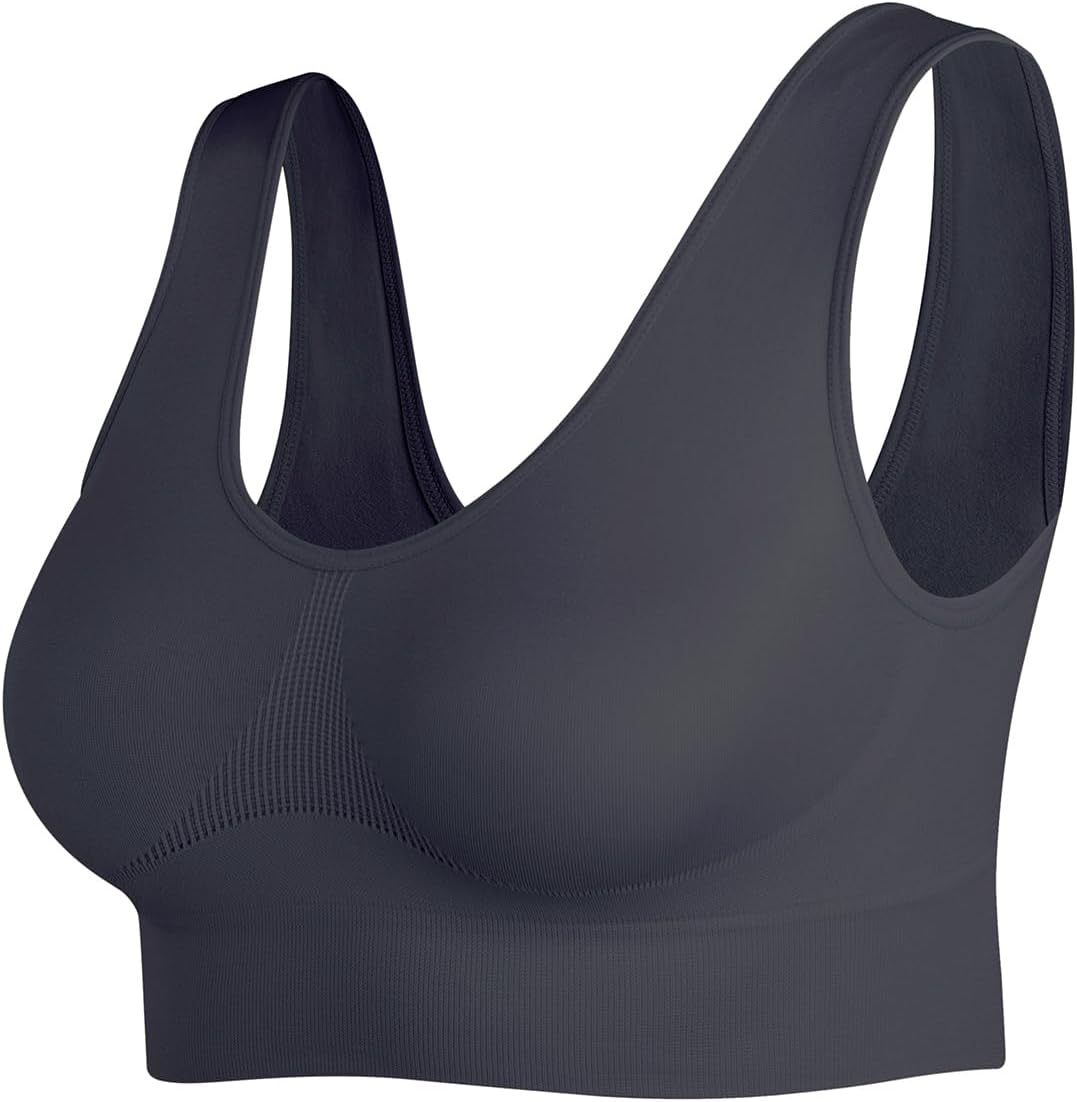 Women's Wireless Sleep Bras Unpadded Seamless Comfort Bras Throw-on Wirefree Bralettes 3 Pack