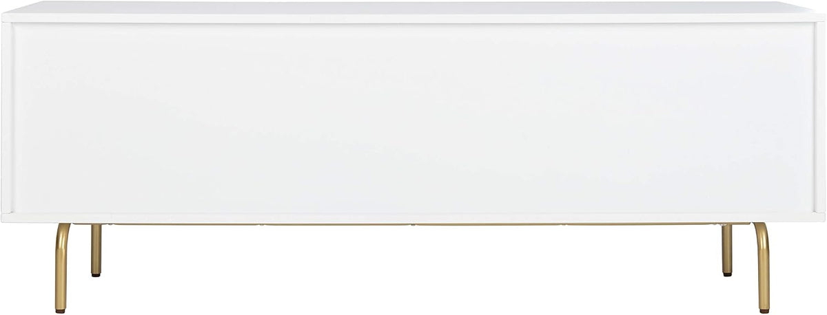 SAFAVIEH Genevieve TV Stand for up to 65" Flatscreen – Walnut & White, Mid-Century Modern Storage Cabinet, Entertainment Media Console (MED5000A)