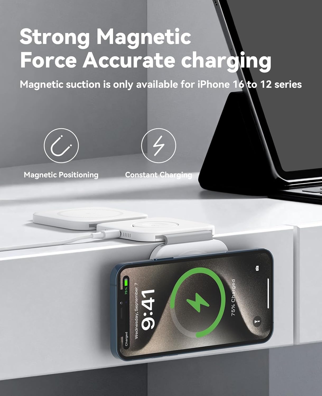 3 in 1 Charging Station for Apple Multiple Devices, Foldable Magnetic Fast Wireless Charger Dock, Travel Charging Pad for iPhone 17 16 15 14 13 12 Pro Max Plus Apple Watch Series & AirPods 4/3/2/Pro