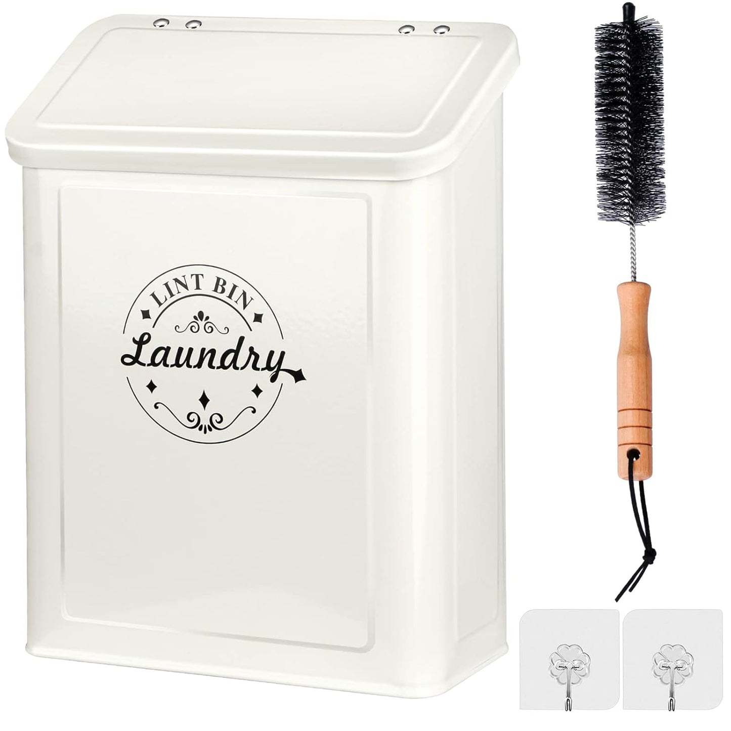 SACREDAY Magnetic Lint Bin for Laundry Room Organization and Storage with Brush, Wall-Mounted Laundry Dryer Lint Bin for Laundry Room Decor, Space-Saving Laundry Trash Can (Black)