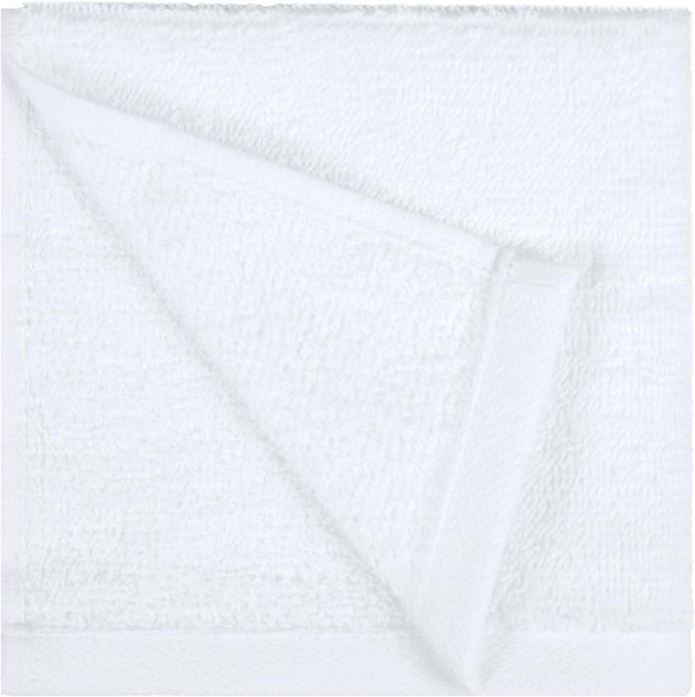 Amazon Basics Fast Drying Cotton Washcloths for Bathroom, Machine Washable, Soft and Highly Absorbent, 12 x 12 in, White, 24-Pack
