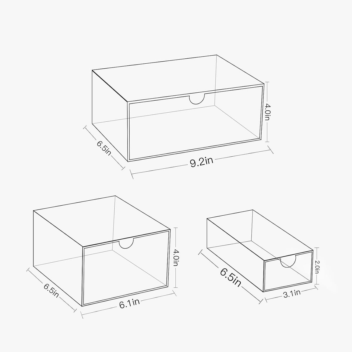 Makeup Drawer Organizer, Desk Drawer Organizer With 4 Drawers, 3 Different Sizes, Suitable For Office Desk, Bathroom, Bedroom, Jewelry, Stationery, Handicraft Storage And Organization, clear