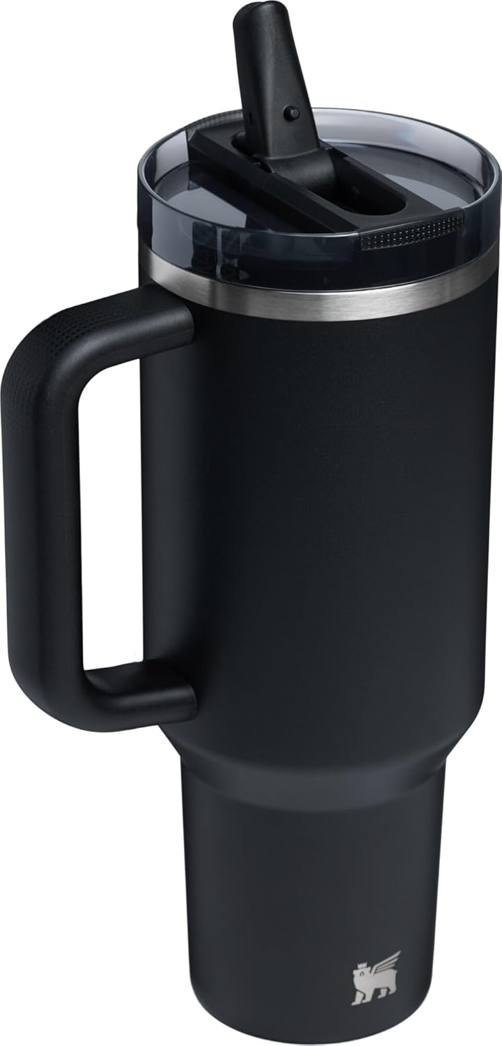 STANLEY Quencher ProTour Flip Straw Tumbler with Leakproof Lid 40 oz | Built-In Straw and Handle | Cup Holder Compatible for Travel | Insulated Stainless Steel Cup | BPA-Free | Black