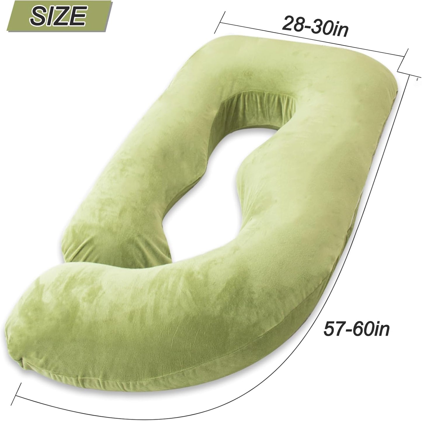 60 Inch Pregnancy Pillow for Sleeping, Extra Large U Shaped Body Pillow, Maternity Pillow for Pregnant Women (Green)